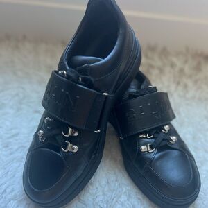 Balmain Black Leather Shoes with Balmain logo strap size 43u